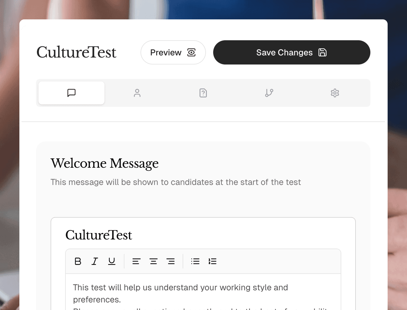 Personalise your test